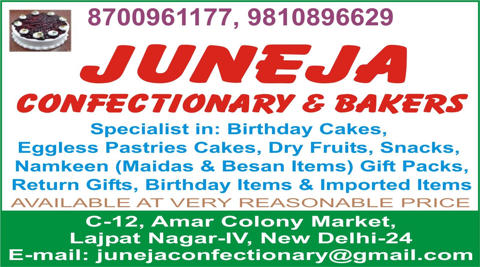JUNEJA  CONFECTIONARY & BAKERS